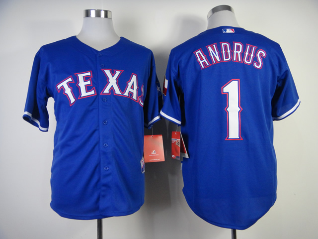 Men Texas Rangers #1 Andrus Blue MLB Jerseys